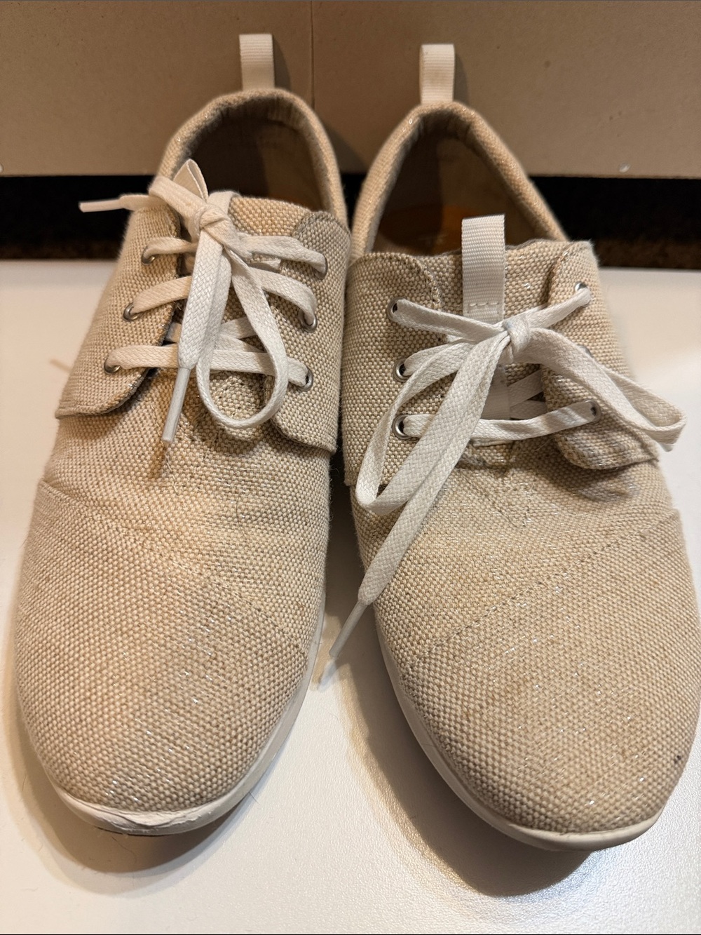 Toms Neutral Canvas Lace-Up Sneakers - Cream